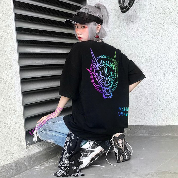 [Mã FASHIONGREEN94 giảm tới 30K đơn 99K] Áo Thun Unisex Tay Lỡ Asia Dragon phản quang đa sắc | BigBuy360 - bigbuy360.vn