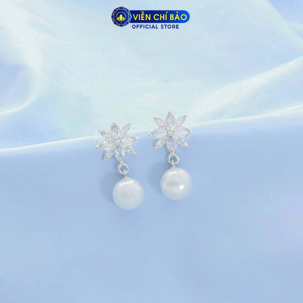 Bông tai bạc nữ Flower hạt châu chất liệu bạc 925 thời trang phụ kiện trang sức nữ Viễn Chí Bảo B400510