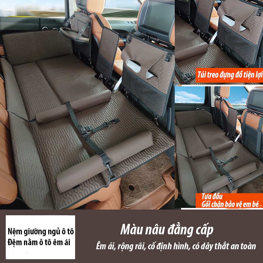 Giường ngủ cho xe hơi gấp gọn da cao cấp tiện dụng, đệm hơi ô tô êm ái sang trọng dành cho gia đình có trẻ nhỏ