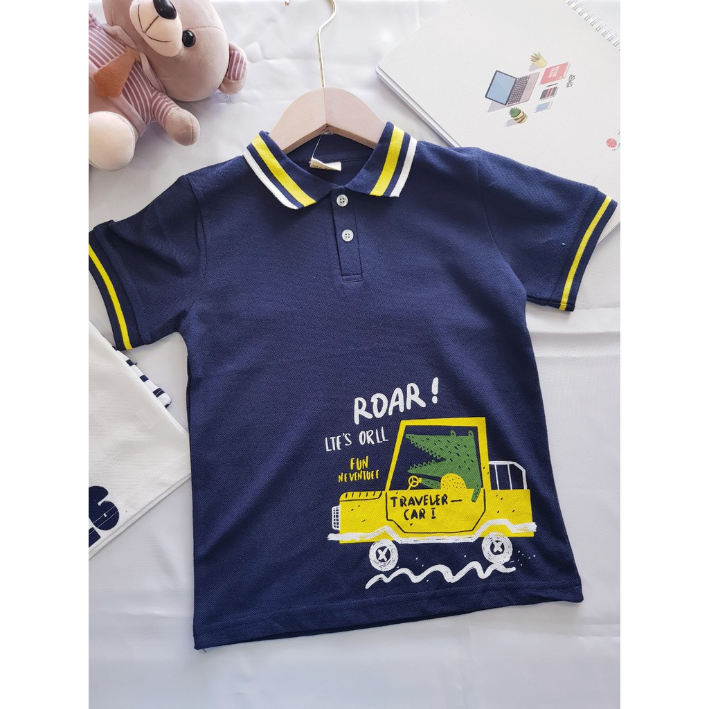 Áo Polo Cho Bé JOYBOY Họa Tiết Vui Nhộn Chất Cotton Xuất Âu Mỹ Hàn 055