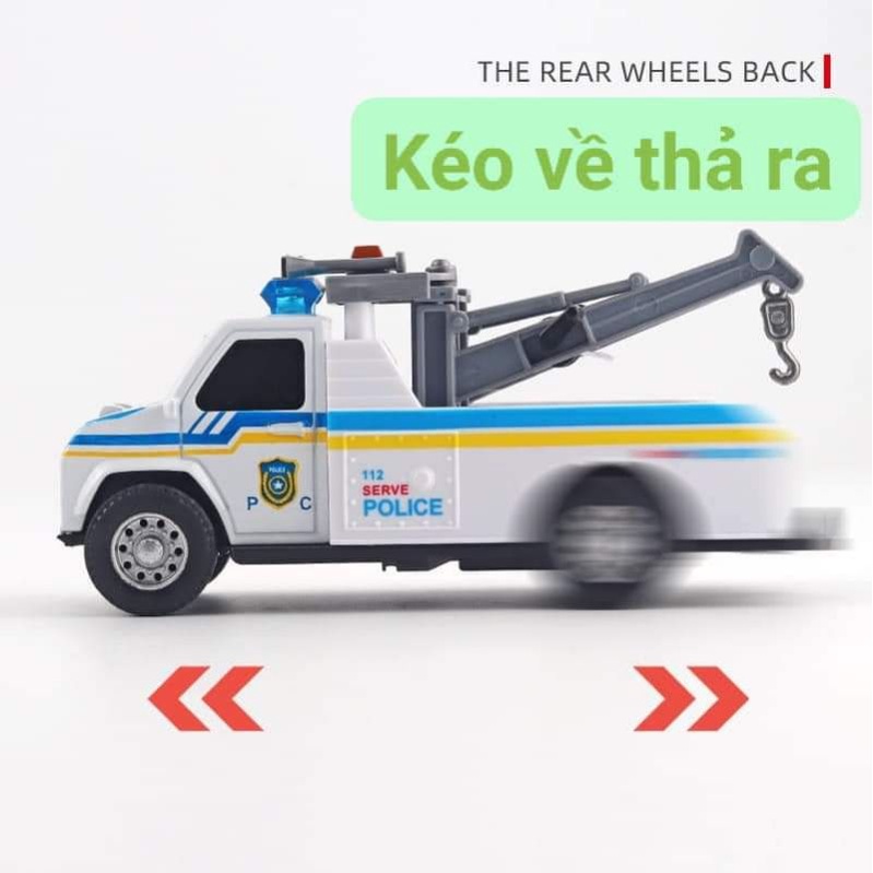 Xe cứu hộ cảnh sát kim loai tỉ lệ 1:32 âm thanh đèn