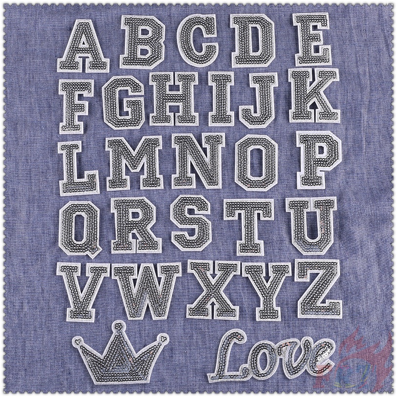 ✿ Sticker Ủi Thêu Hình Chữ Cái &amp; Love &amp; Vương Miện ✿ 1 Sticker Ủi Thêu Hình Huy Hiệu