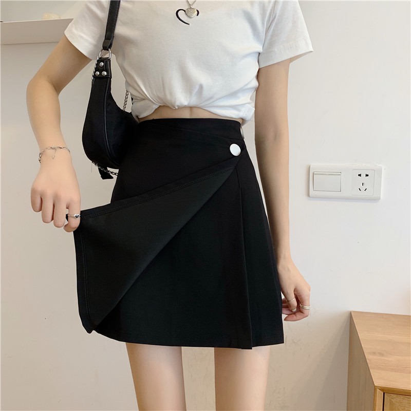 Chân váy chữ a cạp cao xếp ly hông / chân váy phong cách hàn quốc hàng quảng châu | BigBuy360 - bigbuy360.vn