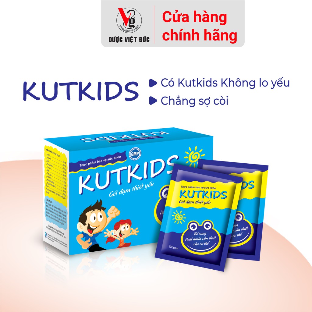 Gói đạm Kutkids bổ sung dưỡng chất cho trẻ em ăn ngon cung cấp acid amin thiết yếu nâng cao thể chất hộp 20 gói