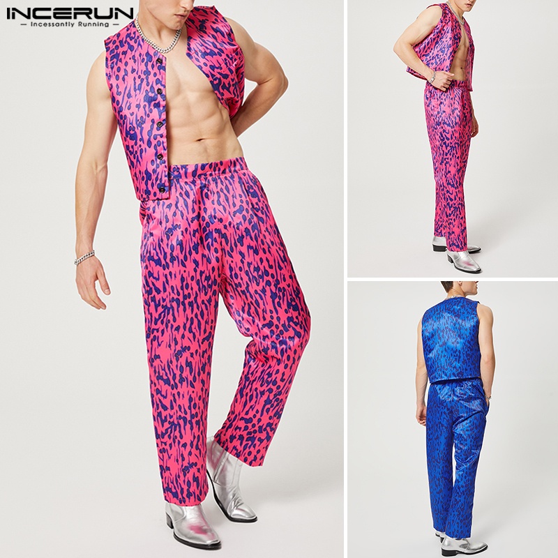 Set áo ghi lê + quần dài INCERUN họa tiết hoa thời trang hè cho nam