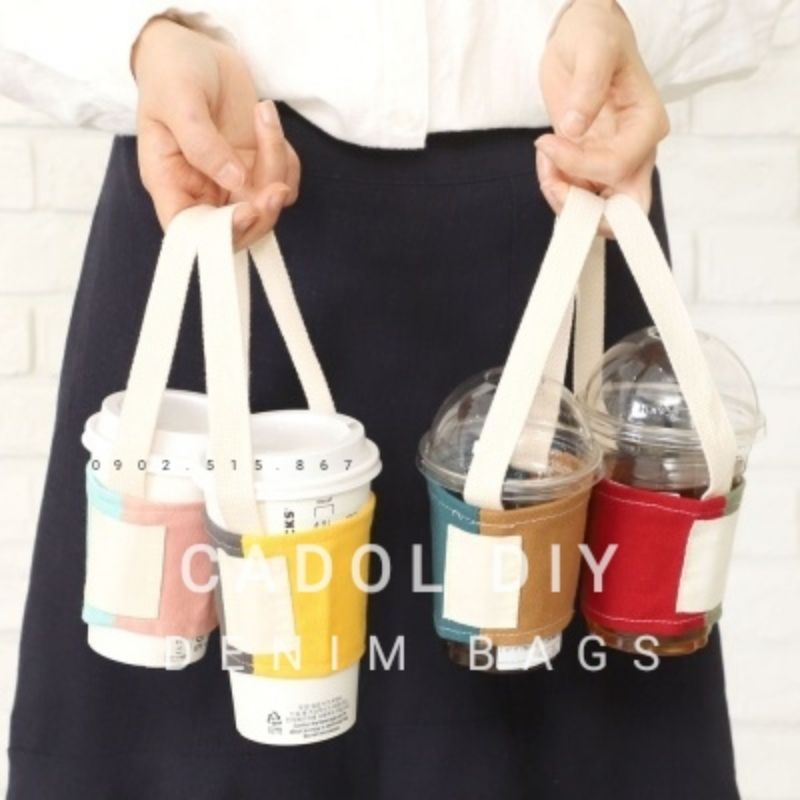 Túi Quai Vải Đựng Ly Trà Sữa Nhựa