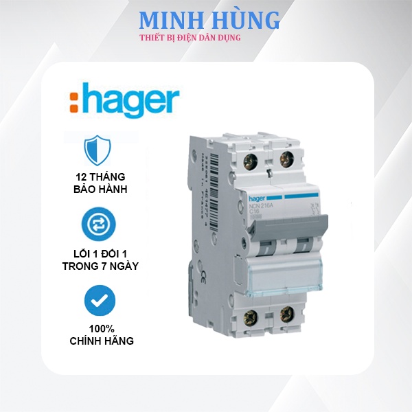 Át tép 2P MCB Hager - Cầu dao tự động (16A,...63A)