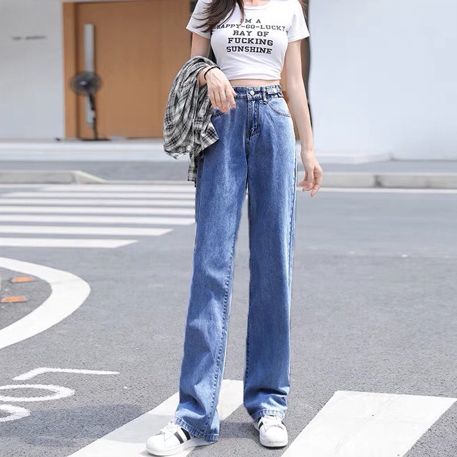 Quần Jeans dài cạp siêu cao. quần jean ống rộng phong cách_j1