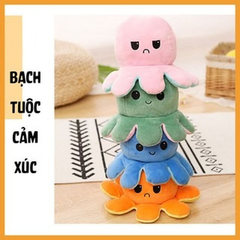 Búp bê bạch tuộc nhung lông dễ thương lật hai mặt đồ chơi trẻ em quà tặng gấu bông size 20 cm