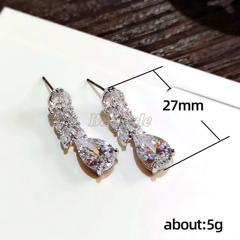 Bông Tai Hình Giọt Nước Đính Đá Zircon Thời Trang Lãng Mạn Cho Nữ