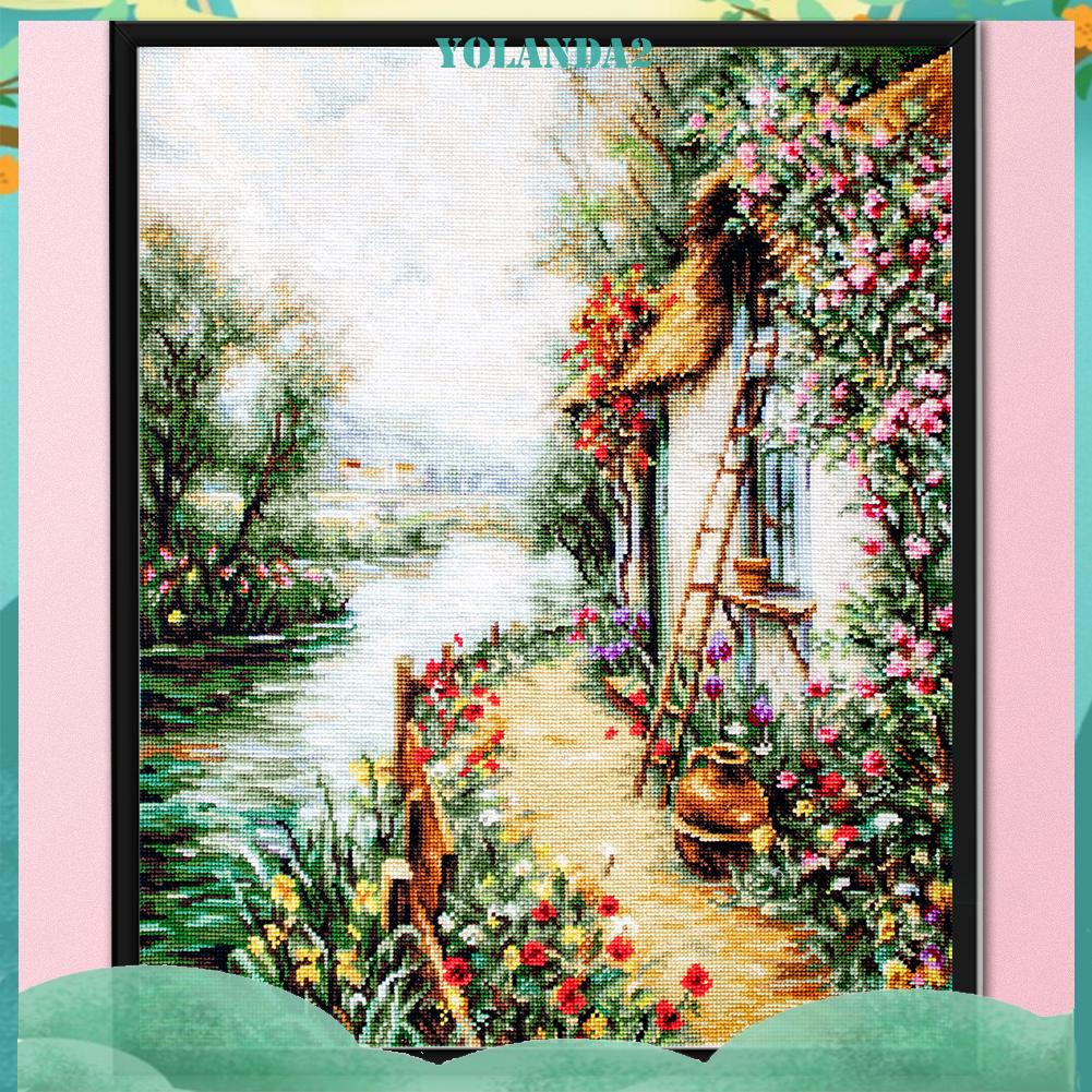 Tranh thêu chữ thập hình ngôi nhà 3 sợi cotton 11CT