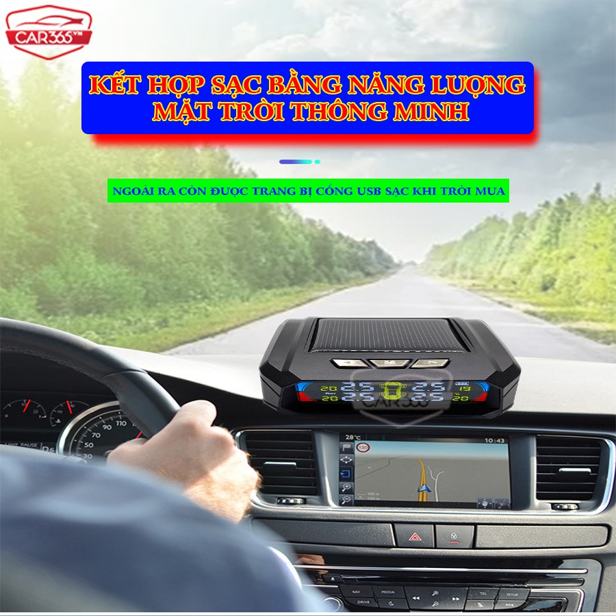 Cảm biến áp suất lốp cao cấp chính hãng CAR365 - Màn hình màu LCD hiển thị áp suất nhiệt độ - BẢO HÀNH 24 THÁNG - CAR38
