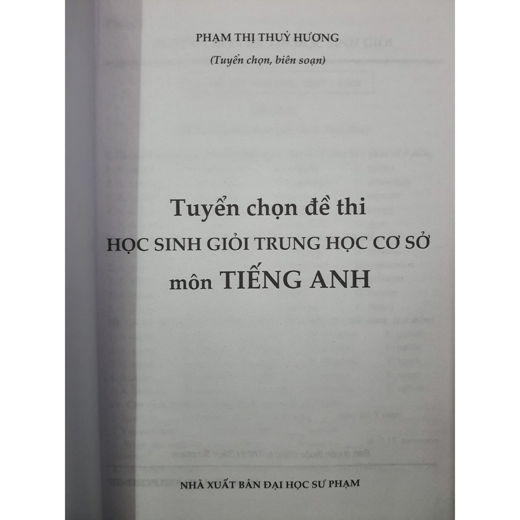 Sách - Tuyển chọn đề thi học sinh giỏi trung học cơ sở môn Tiếng Anh (Quyển 1)