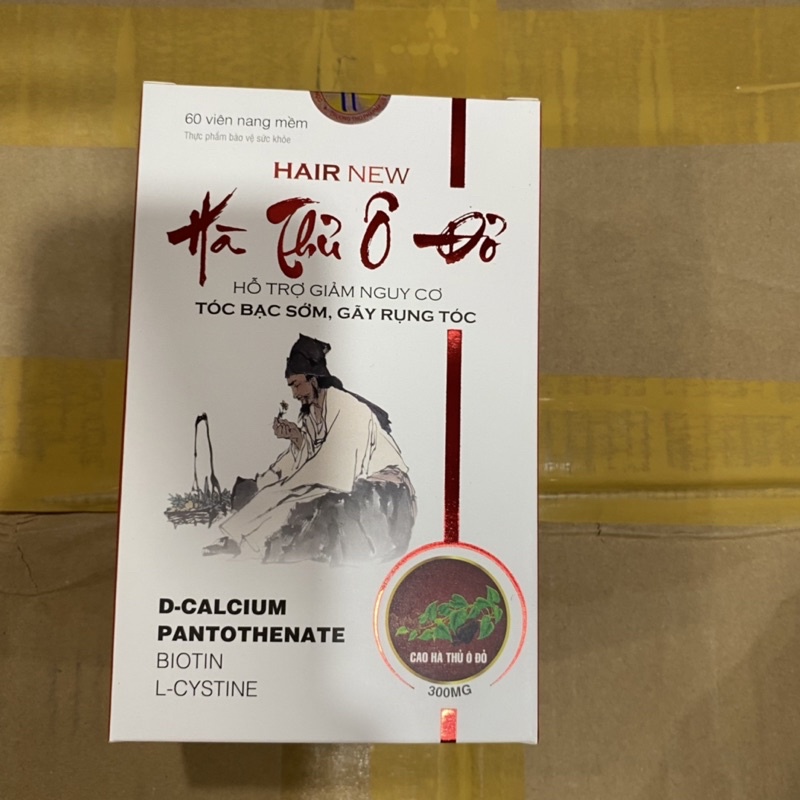 Viên uống đen tóc HAIR NEW HÀ THỦ Ô ĐỎ chứa L - Cystine Biotin - hỗ trợ làm đen tóc,hạn chế tóc gãy rụng tóc bạc sớm