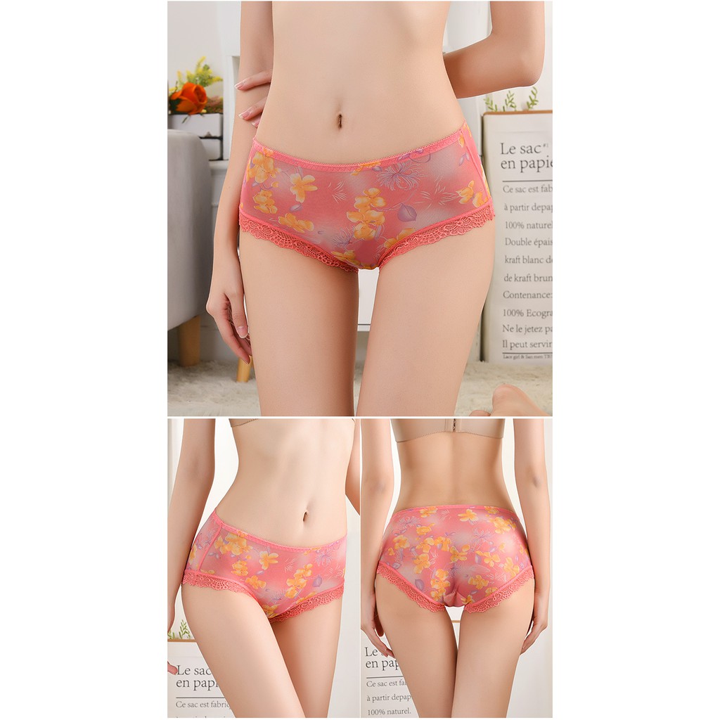 New women's printed mesh panties, female girls, Japanese see-through sexy panties, low-rise lace-edge lace panties | BigBuy360 - bigbuy360.vn