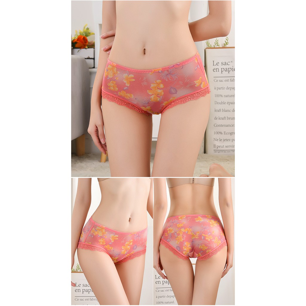 New women's printed mesh panties, female girls, Japanese see-through sexy panties, low-rise lace-edge lace panties | WebRaoVat - webraovat.net.vn