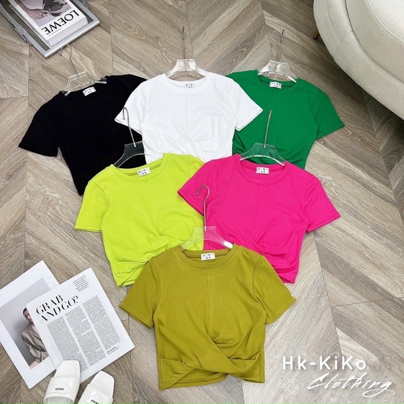 Áo kiểu croptop ĐẮP CHÉO XOẮC TAY NGĂN MC nhiều màu cổ tròn đơn giản năng động cá tính nữ - Thiên Yết