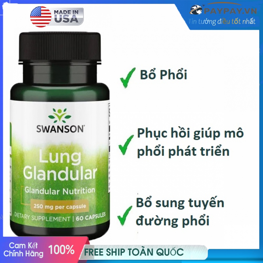 Viên uống bổ phổi phát triển tuyến phổi Swanson Lung Glandular