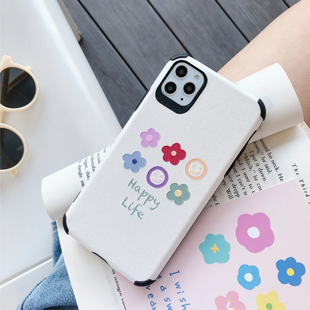 Ốp Lưng Da IMD Smiley Flower - R012