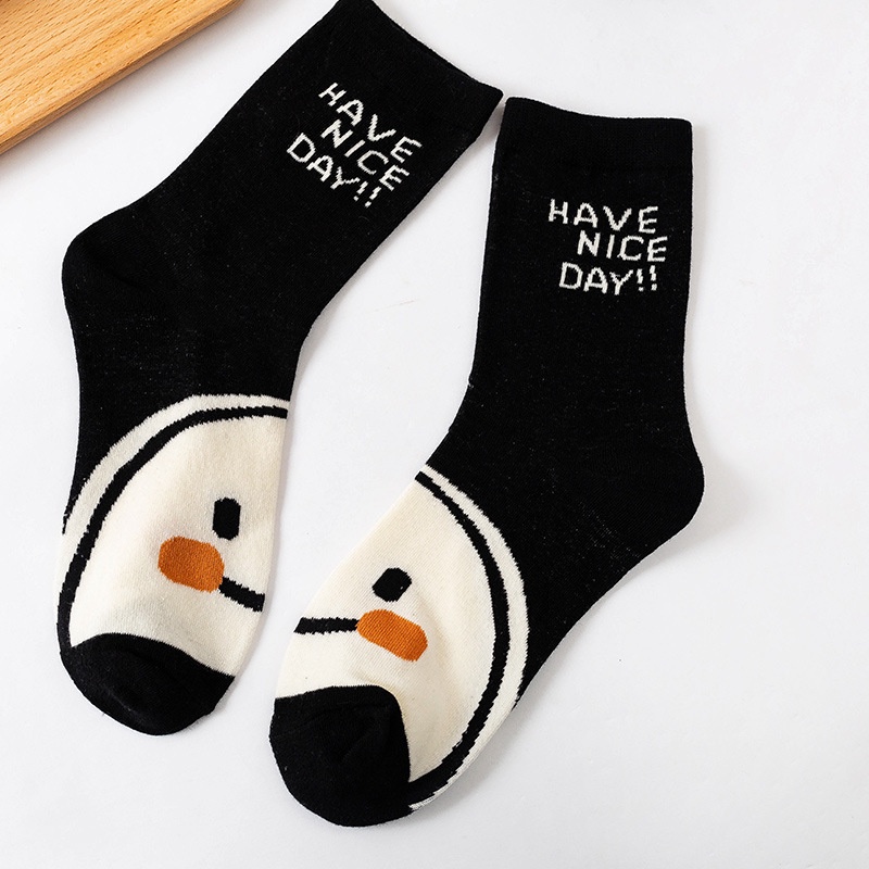 Vớ cotton In Họa Tiết Mặt Cười Thời Trang Thu Đông Dành Cho Nữ