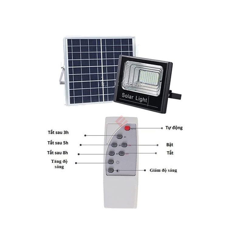 Đèn Pha ngoài trời LED Năng Lượng Mặt Trời chống nước Nhôm Liền Khối 50W,100W