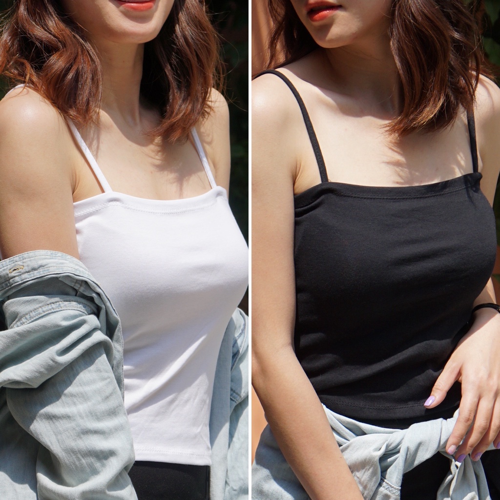 Áo croptop ôm hai dây vải cotton dày dặn 2 dây nữ co giãn tốt - Shop bán áo croptop đẹp - HD03