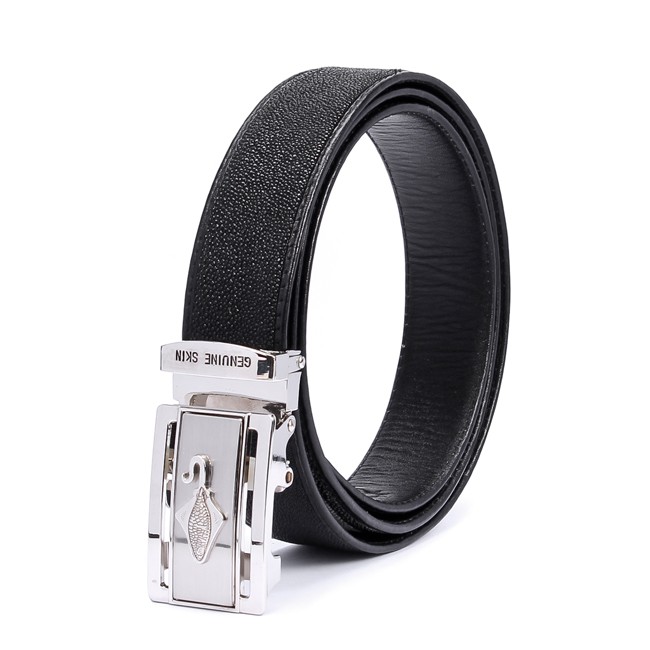 Dây nịt nam da cá đuối bảng lớn Huy Hoàng màu đen-HF4502-1