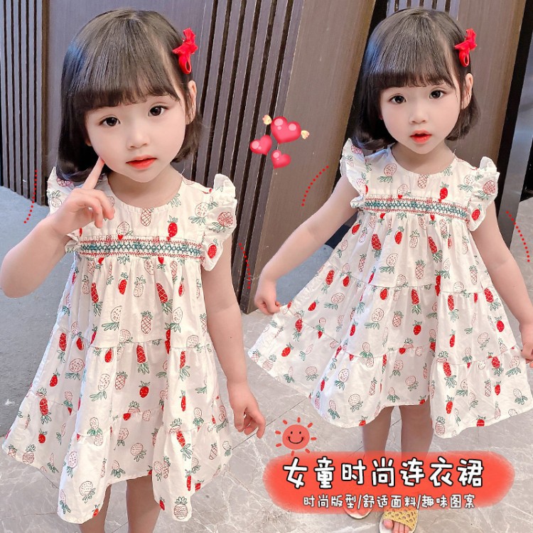 🔥🔥🔥Mô Hình Bán Chạy Vô Danh!! Hàng Có SẵnĐầm Tay Cánh Tiên In Họa Tiết Trái Cây Phong Cách Mùa Hè Thời Trang Mới 2021 Dành Cho Bé Gái
