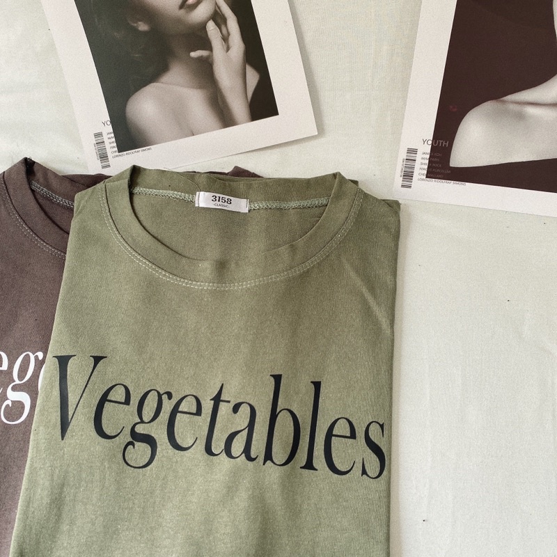 Áo phông 3158, áo thun tay lỡ form rộng chất cotton in chữ VEGE