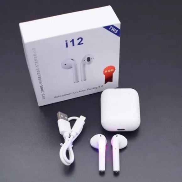 Tai Nghe Bluetooth không dây Nhét Tai, Tai nghe không dây phụ kiện tai nghe Điện Thoại IOS Và Android Siêu Hay | i12 R