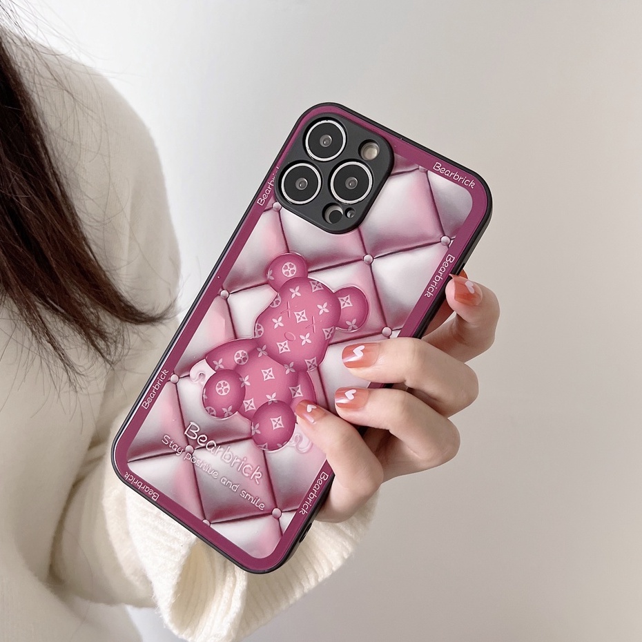 Ốp Điện Thoại Kính Cường Lực Hình Gấu Cho Iphone 13 12 11 Pro Max X XSmax XR 8 7 Plus