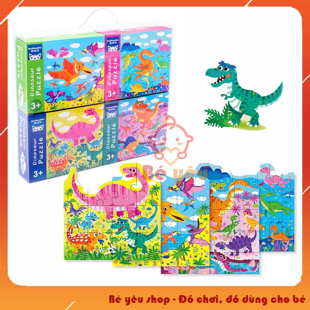 Bộ 4 hộp xếp ghép hình PUZZLE 4 cấp độ cho bé trai và bé gái - Đồ chơi trí tuệ - Đồ chơi thông minh