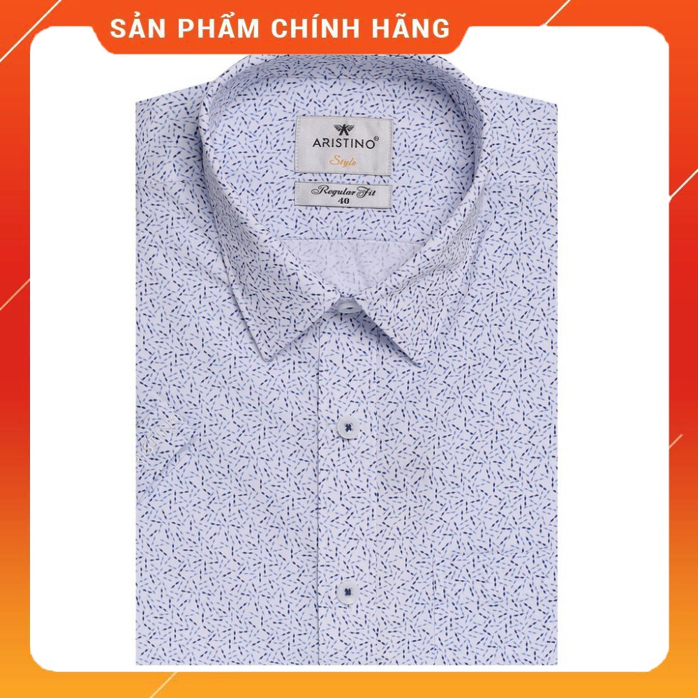 (Aristino chính hãng) Áo sơ mi Nam ngắn tay Regular Fit Aristino ASS024S8 màu trắng in nơ xanh