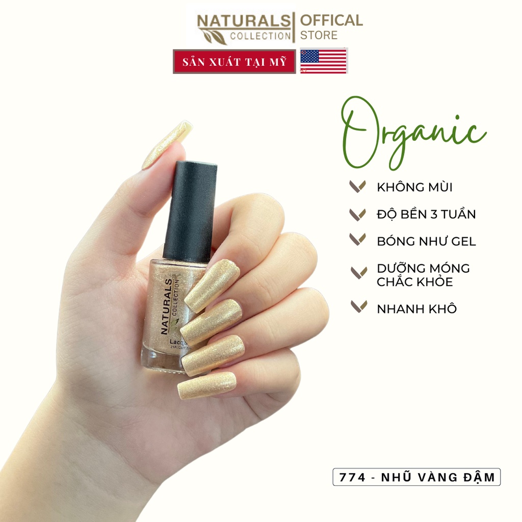 Sơn móng tay hữu cơ màu Nhũ Vàng Đậm USA NATURALS COLLECTION sử dụng được cho mẹ bầu và trẻ em - 7.5ml - 774