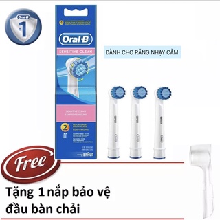 Bộ 3 đầu bàn chải điện Oral-B Sensitive dành cho răng nhạy cảm +1 nắp chụp đầu bàn chải