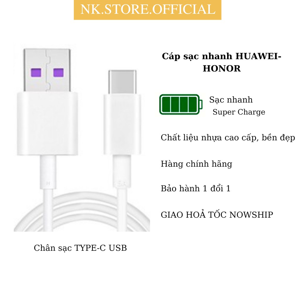 DÂY CÁP SẠC NHANH HUA-WEI / HO-NOR CHÍNH HÃNG 1 ĐỔI 1