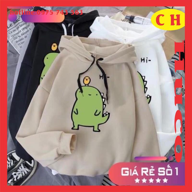 Áo hoodie khủng long Hi form thụng nam nữ, lót lông nhẹ, hodi nam nữ giá rẻ nhất thị trường unisex freesize ulzzang ❤