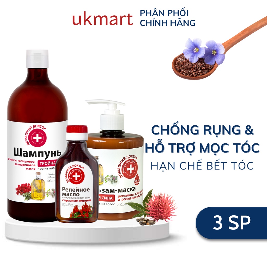 Dầu Gội Và Xả Ba Tác Động Chống Rụng Tóc Domashnij Doctor