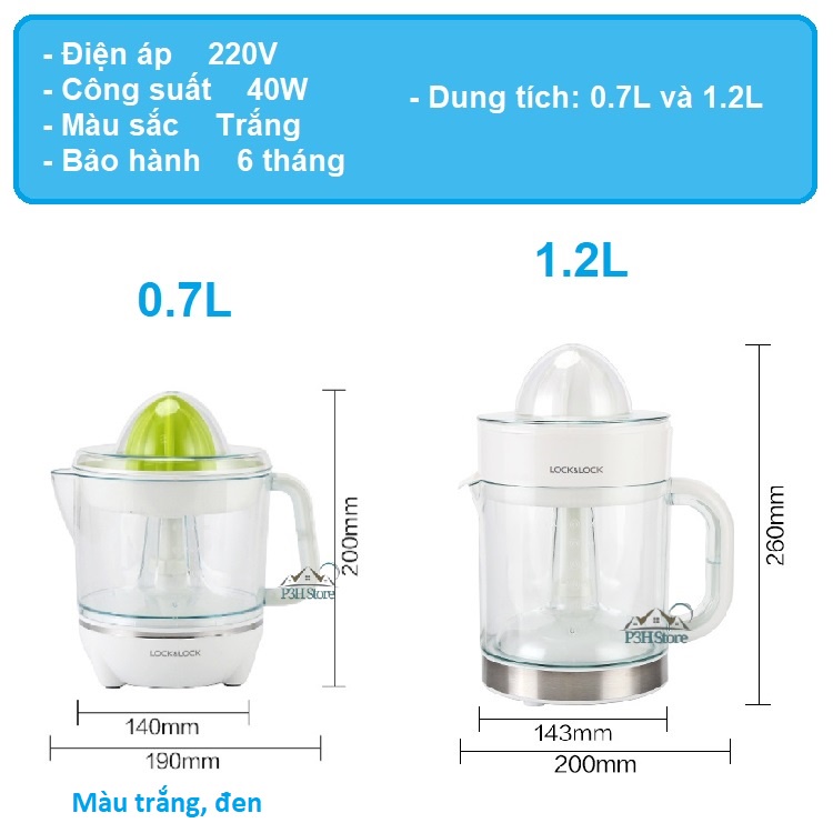 Máy vắt cam Lock&amp;Lock công suất 40W 0.7L EJJ231 EJJ236 1.2L EJJ241