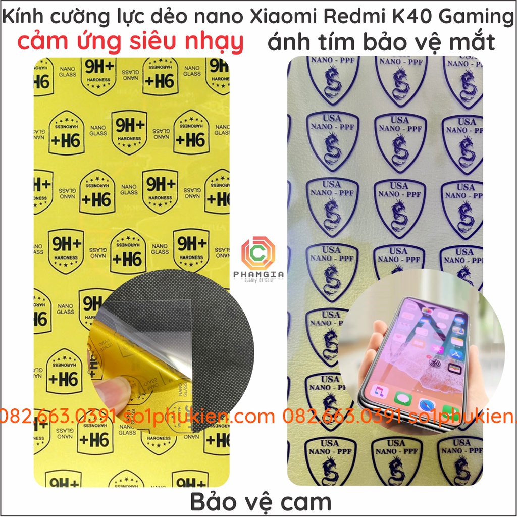 Dán cường lực Xiaomi K40 Gaming nano dẻo full màn 9H+ siêu bền
