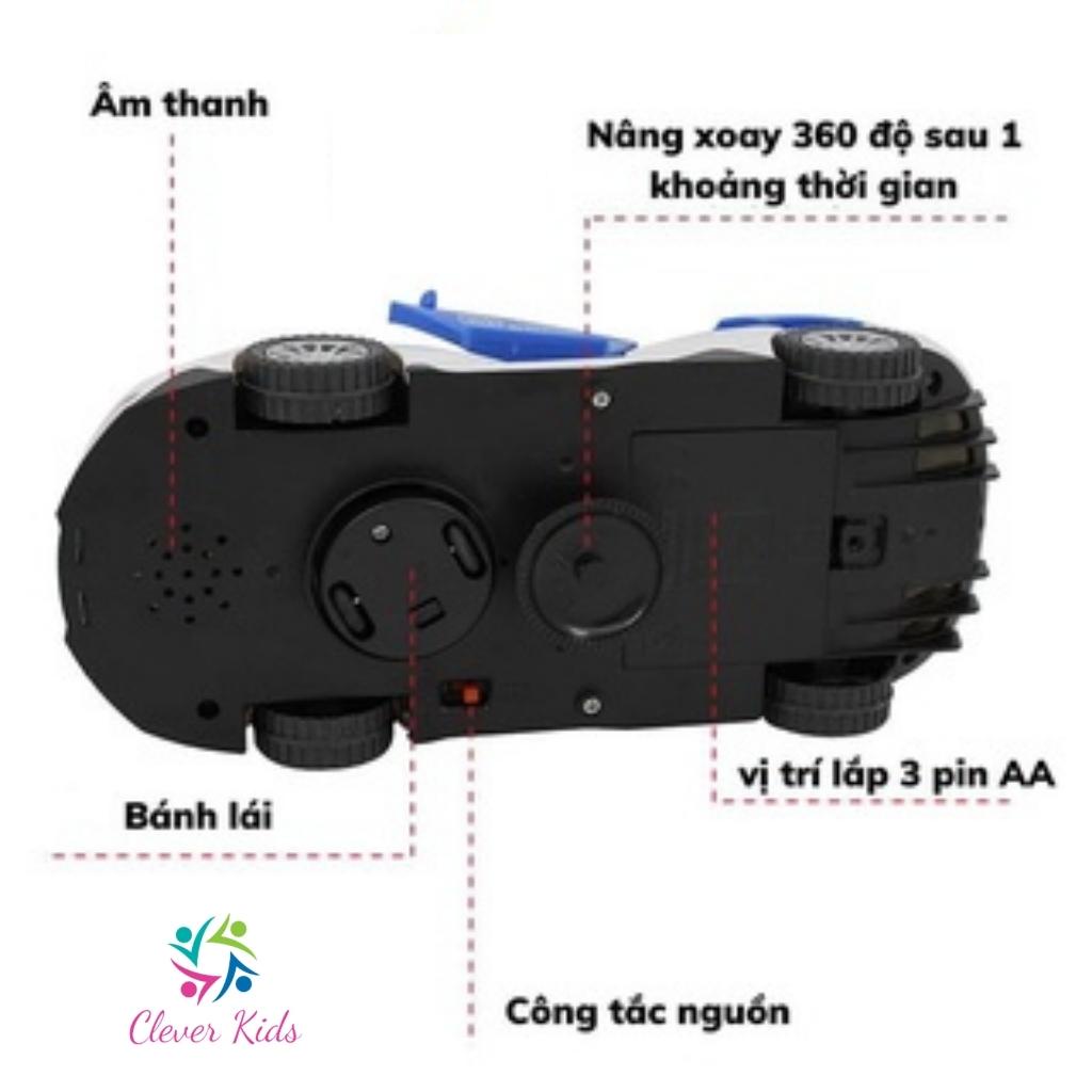 Ô tô cảnh sát đồ chơi ô tô biến hình xoay 360 có đèn có nhạc loại xịn