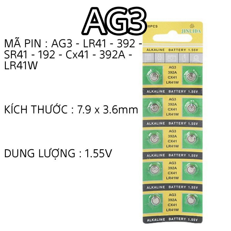 Pin đồng hồ đeo tay phổ thông loại rẻ 1.5V - AG1, Lr621 - AG3, LR41 - AG4,626,377,177 - AG10 Lr1130, 389- AG13, Lr44,357