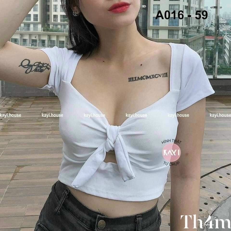áo kiểu croptop nơ ngực xinh có mút ly