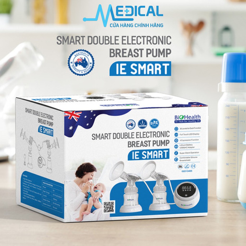 Máy hút sữa điện đôi 30 cấp độ Biohealth IE Smart màn hình hiển thị LED cảm biến - MEDICAL