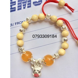 Vòng dâu tuổi chuột gắn bi bạc và con giáp bạc ta