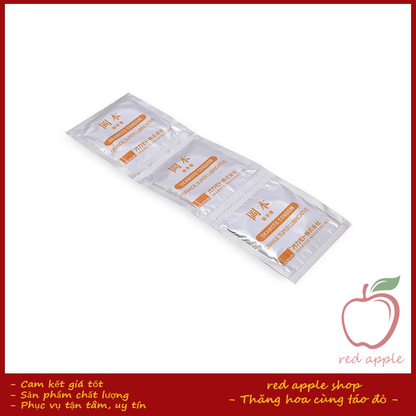 Bao Cao su Okamoto Skinless Skin Orange Lubricated Siêu Mỏng, Hương Cam (Hộp 3 Cái) - red apple shop