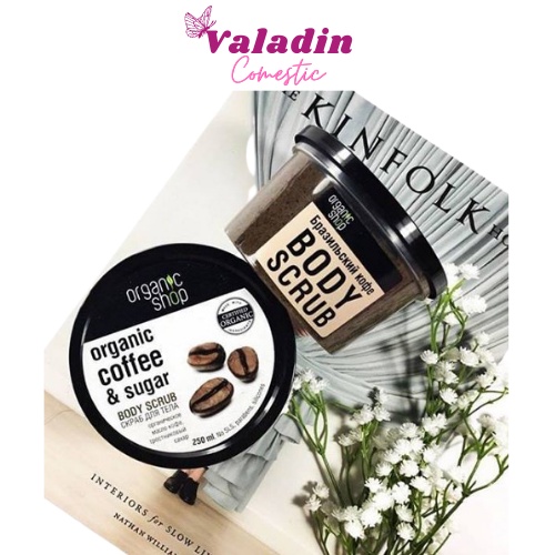 Tẩy tế bào chết body Organic Shop Coffee &amp; Sugar Body Scrub Đường Và Cà Phê 250ml