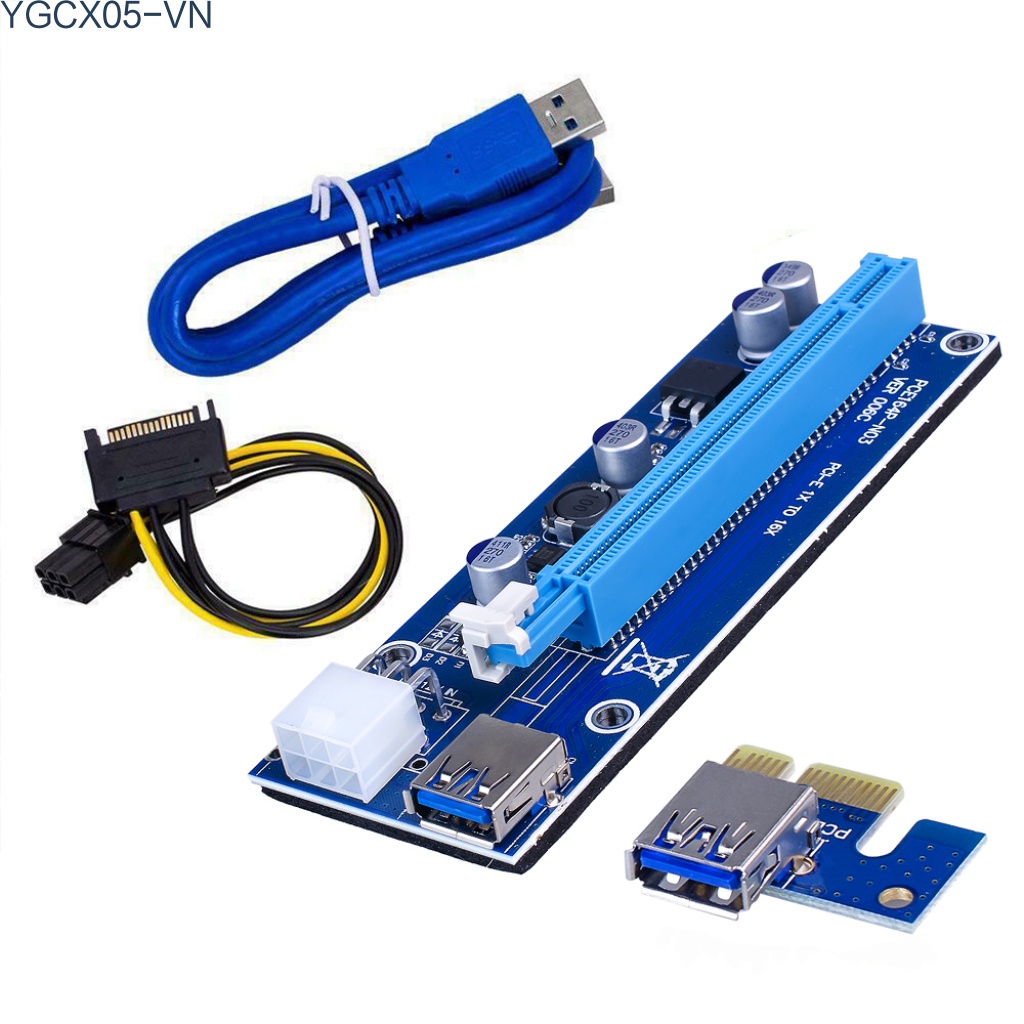 Cáp Chuyển Đổi Ver006C Pci-E 1x Sang 16x Usb 3.0 Sata 15pin Sang 6pin Cho Mining Miner | BigBuy360 - bigbuy360.vn
