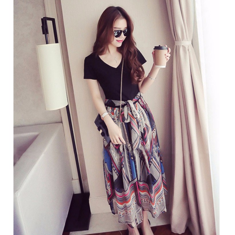 Đầm voan kết hợp áo thun Thiết kế mới