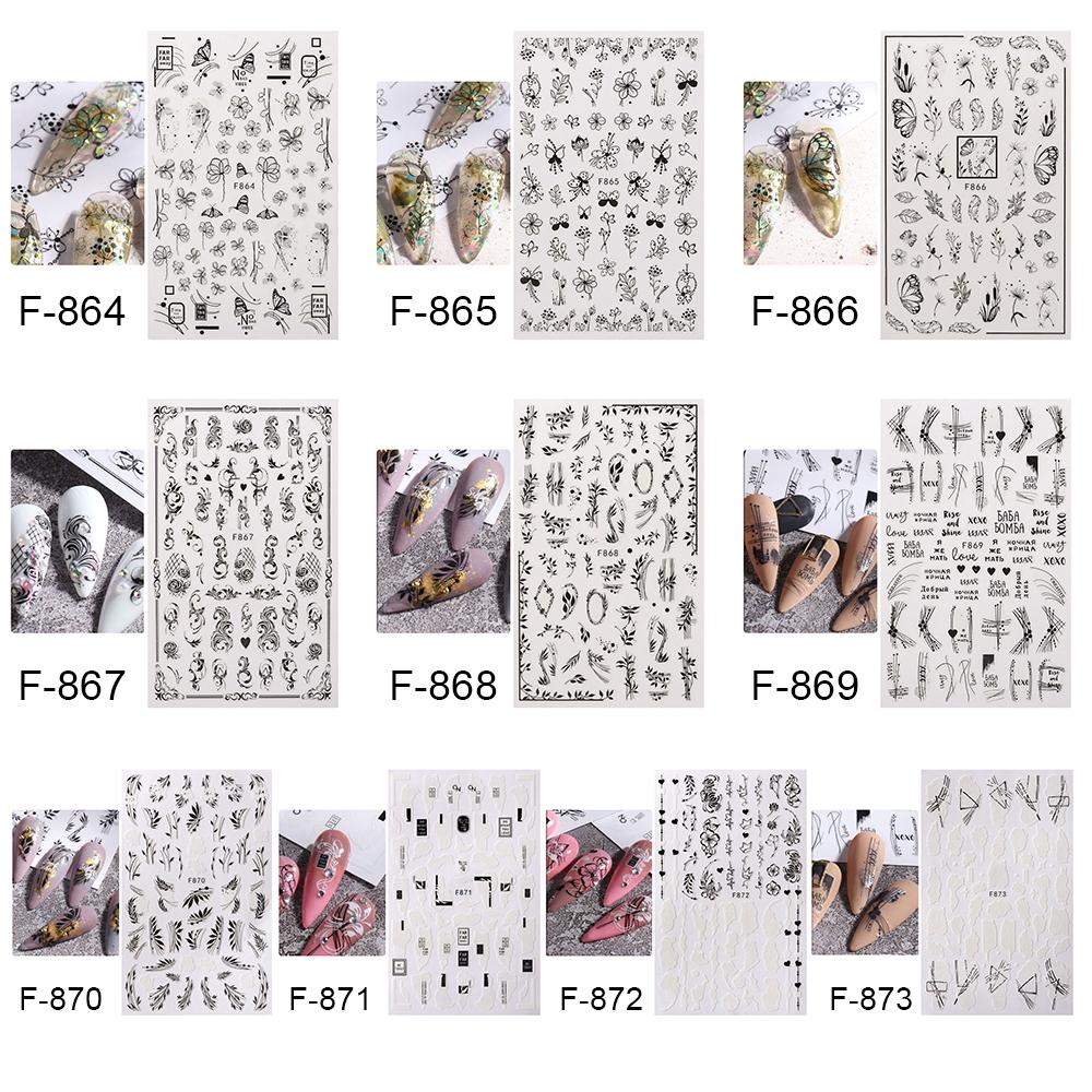 Hình Dán Trang Trí Móng Tay Họa Tiết Hoa Lá Kiểu Pháp Hàn Quốc Xinh Xắn
